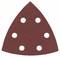 Brown triangular sandpaper with six holes, suitable for sanding machines.