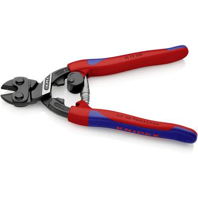 Wire cutters in black and red, suitable for cutting piano wire up to 3.6 mm. Brand name "Knipex" on the handles.