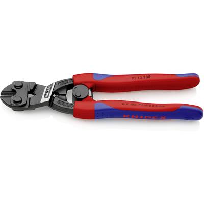 Side cutters by Knipex with red and blue handles, suitable for cutting wires up to 3.6 mm in diameter.
