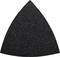 A triangular, black sandpaper with fine, uniform grain.