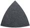 Triangular sandpaper with fine grit, suitable for detailed work on wooden surfaces.