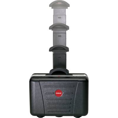 A black tool case with an extendable handle and Parat logo. Ideal for secure transportation of tools.