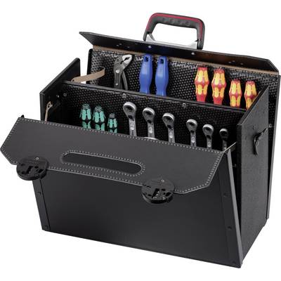 An opened toolbox with various tools such as screwdrivers, spanners, and pliers, neatly organised and ready for use.