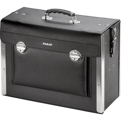 A black, rectangular tool case with silver locks and a handle on top. 'PARAT' printed on the front.