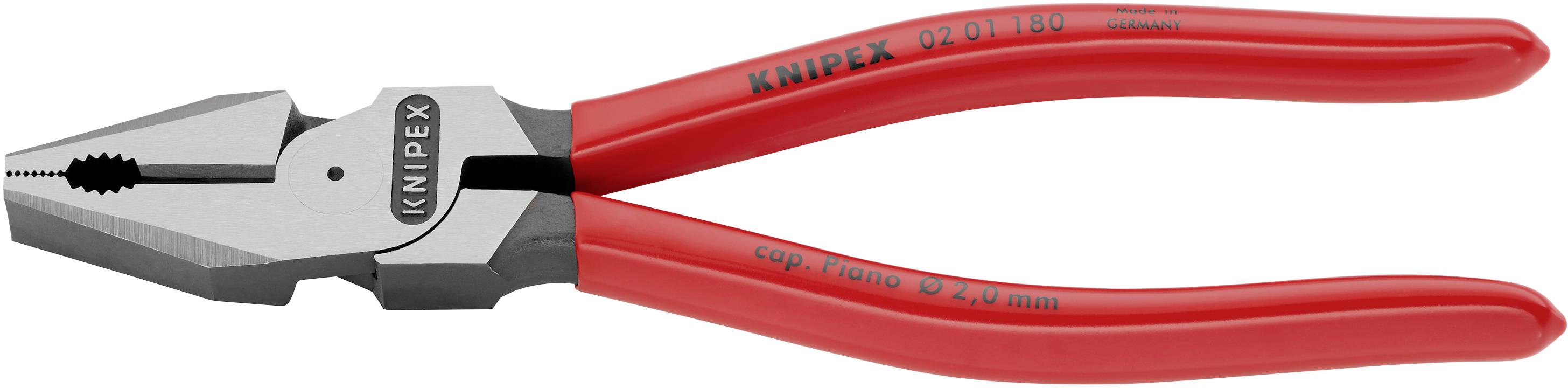 A red combination pliers with non-slip plastic handles and steel jaws, suitable for gripping, cutting, and holding.