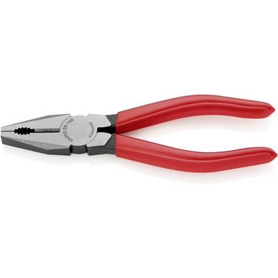 A red combination pliers with a metal head, suitable for gripping, cutting, and bending wires, against a white background.