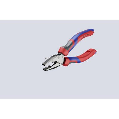 A red and blue combination pliers on a white background. Ideal for gripping and cutting tasks in craftwork and manual applications.