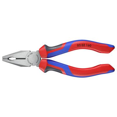 A red and blue combination pliers with the inscription '03 02 160'. Its key feature is the ergonomic handle and metal head.