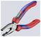 A red and blue combination pliers with grey gripping jaws, half-open. The brand name and model number are visible on the handle.