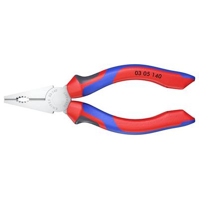 A red and blue combination pliers with insulated handles, suitable for work on live parts up to 1000 V.