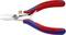 A red and blue Knipex cutting pliers with a gold adjustment screw for thin wires, with the inscription 'Do not cut steel'.
