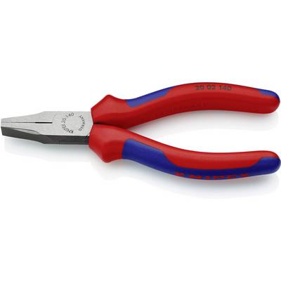 A red and blue combination pliers by Knipex, model number 20 02 140. It has wide jaws and is versatile for various applications.