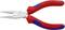 The image shows a long red pliers with blue handles, suitable for precise gripping and cutting.