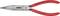 A red pointed pliers made of metal with insulated handles. The inscription 'KNIPEX 26 12 200' is visible on one of the handles.