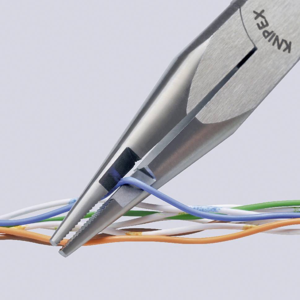 A pair of pliers cuts colourful insulated wires, symbolising electrical or installation work.