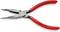 Red KNIPEX flat round-nose pliers with long, slender jaws made of chrome vanadium steel. Ideal for precise work in electronics and fine detailed tasks.
