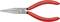 Red flat-nosed pliers with a longer, slender metal head and ribbed handle. 'KNIPEX' and 'Made in Germany' markings. Suitable for precision work.
