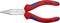 Red and blue combination pliers made of chrome-vanadium steel, 140 mm long, with narrow, ribbed jaws for a firm grip.
