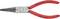 Red pointed pliers with chrome vanadium steel and insulated handles. 'Knipex' and 'Made in Germany' markings are visible.