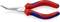 Red and blue precision pliers with curved tips, suitable for delicate work. Model number printed on the handle surface.