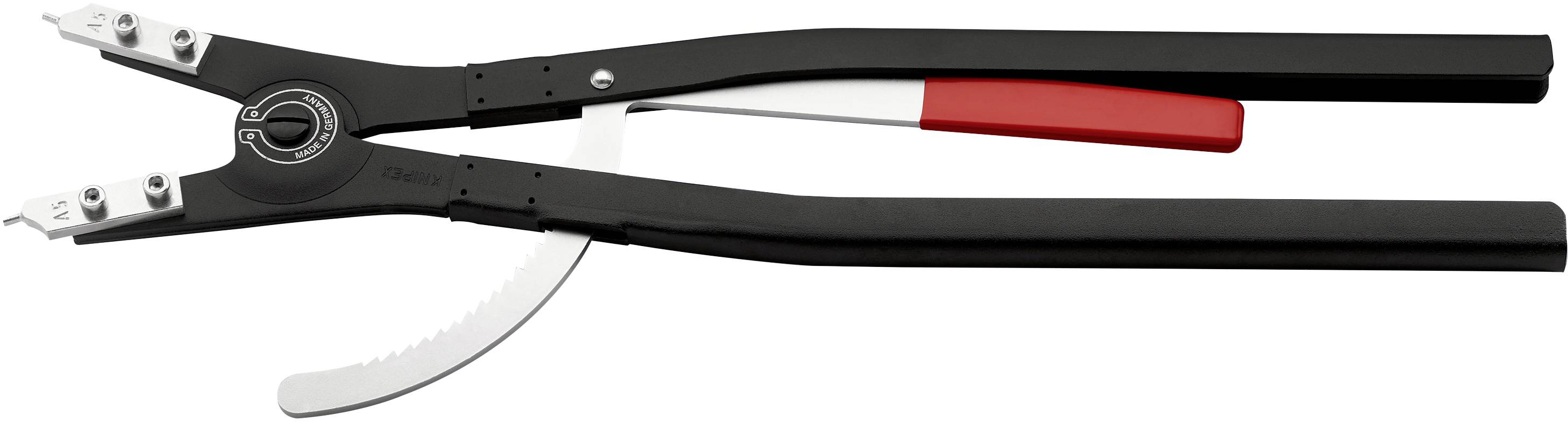 Pliers with a long handle in black and red, suitable for gripping and holding.