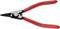 A red circlip pliers, suitable for internal circlips from 4 to 7 mm, manufactured by Knipex.