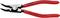 A red circlip pliers with a black tip by 'Knipex', suitable for internal circlips from 10-25 mm, manufactured from chrome vanadium steel.