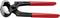A black pair of cutting pliers with red handles, suitable for wire cutting and universal cutting. Manufactured in Germany, Knipex brand.