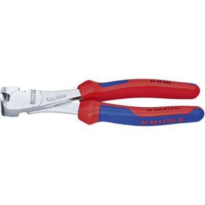 Flat pliers with red and blue handles, with the brand name 'Knipex' printed on them. Primarily used for cutting or gripping.