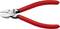 Red side-cutting pliers with silver jaws and the brand name on the side, used for cutting wires or cables.