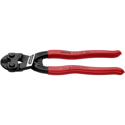 Bolt cutters with red handles, suitable for cutting wires up to 3.6 mm thick. 'Knipex' marking visible on handles.