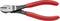 Red Knipex bolt cutters with steel blades, suitable for cutting wire. Model and size details are indicated on the handle.