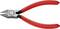 Red side-cutting pliers with robust steel head and ergonomic handles, suitable for precise wire cutting.