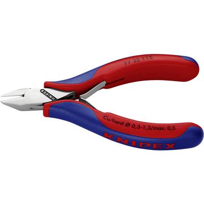 Side cutters with red and blue handles, suitable for cutting copper wire up to 1.3 mm, with 'Knipex' printed on them.