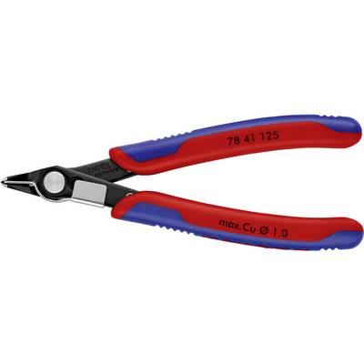 A red and blue pair of pliers with the inscription '78 41 125' on the handle. Suitable for working with cables up to 1.0 mm in diameter.