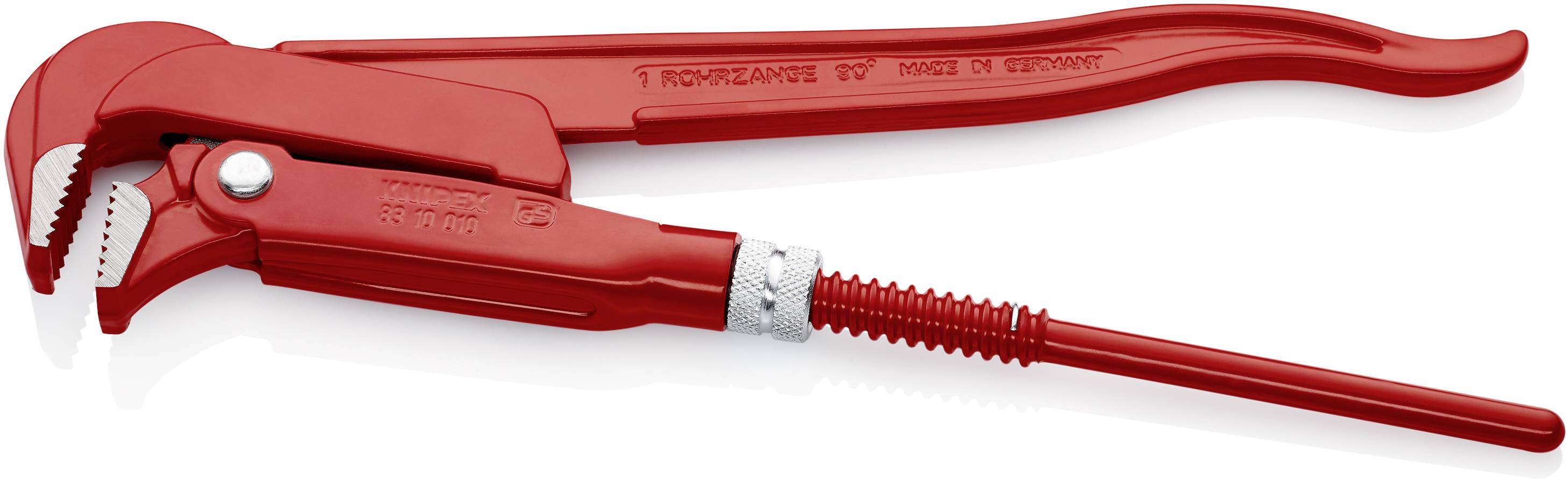 Red water pump pliers with adjustable handle, ideal for plumbing work.