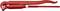Red pipe wrench with long handle and adjustable head on white background, suitable for plumbing work and pipe gripping.