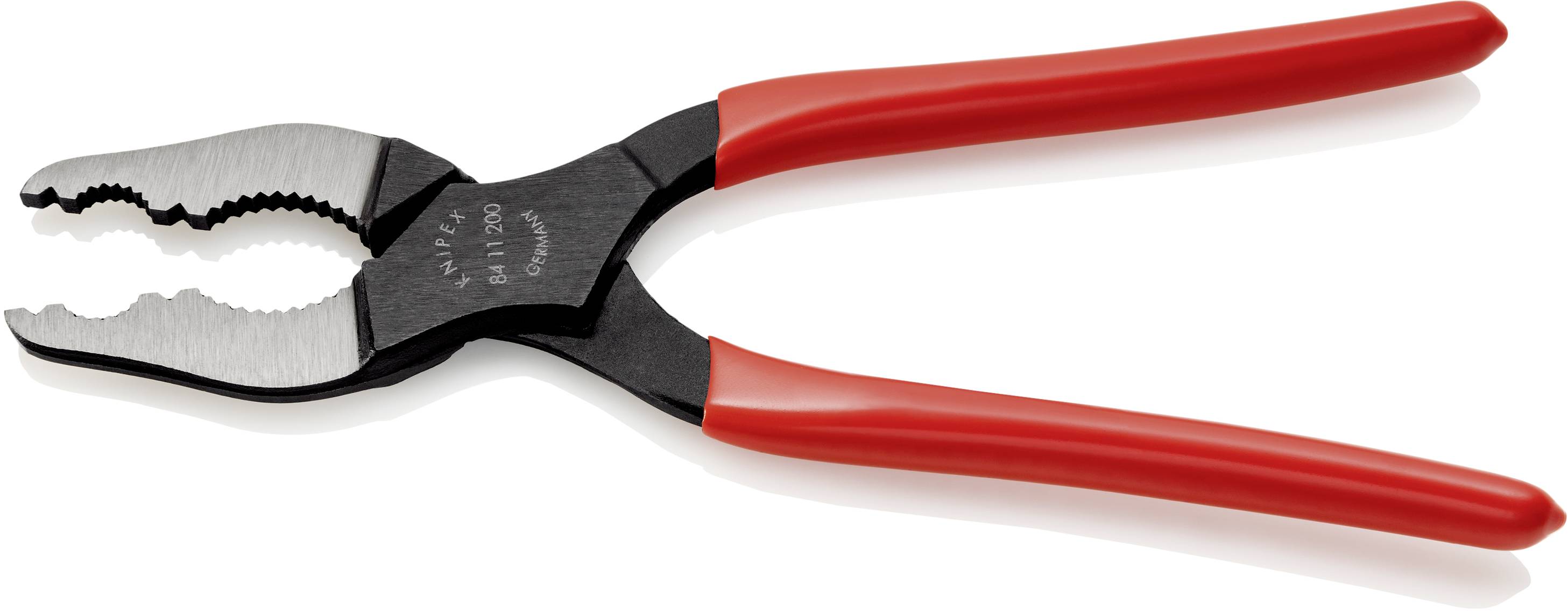 A red pliers with ridged jaws, suitable for tasks such as gripping or holding objects.
