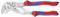 Adjustable wrench with red and blue handles, engineered for gripping various sized objects.