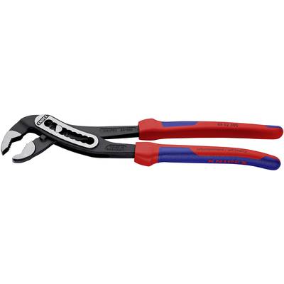 Pliers with red handles and adjustable head for various applications; 'KNIPEX' brand visible on the handle.