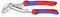 Adjustable pliers with jaws and ergonomic red and blue handle, labeled 'Knipex.' Suitable for gripping various object sizes.