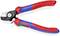 A cable cutter with red and blue handles, suitable for cutting copper and aluminium cables up to 15 mm in diameter.