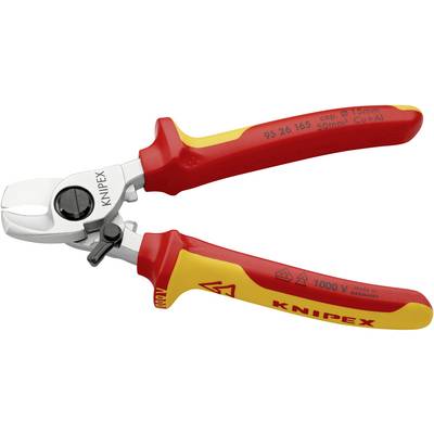 Electrician's Cable Cutters by KNIPEX, red-yellow, for copper and aluminium cables up to 15mm, insulated up to 1000V, Made in Germany.