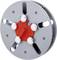 A silver, round device with a red rotary switch in the centre, surrounded by five silver buttons, likely a technical component.
