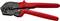 Red crimping pliers with black head, suitable for crimping cable lugs.