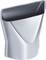 A silver, flat plastic nozzle piece with a narrow, rectangular outlet, likely for a hairdryer or similar device.