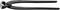 Black wire cutters with silver-plated blades, manufactured in Germany; used for cutting wires or nails, robust design.