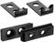 'Black screw clamps with various openings and serrations for fastening and fixing in mechanical applications.'