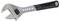 An adjustable wrench with a black handle and silver metallic jaw. The jaw has measurement markings for gripping various sizes of bolts.