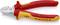 Illustrated is a red and yellow KNIPEX side cutter with 1000V insulation, suitable for work on electrical cables.